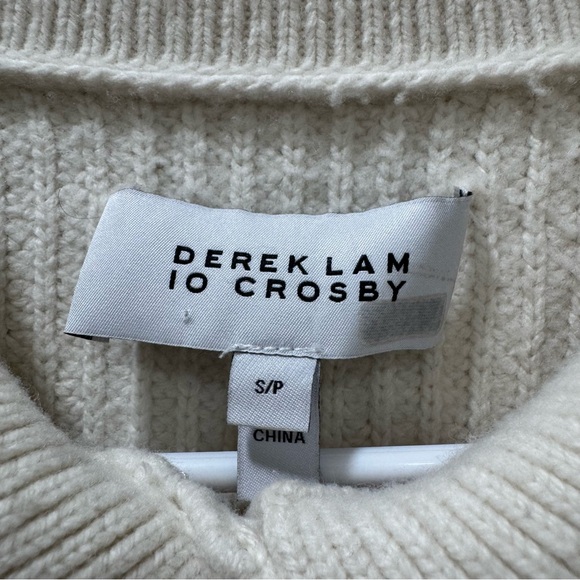Derek Lam 10 Crosby Noelia Ivory Cream Collared Ruffle Sweater Cropped Women S - Picture 5 of 13